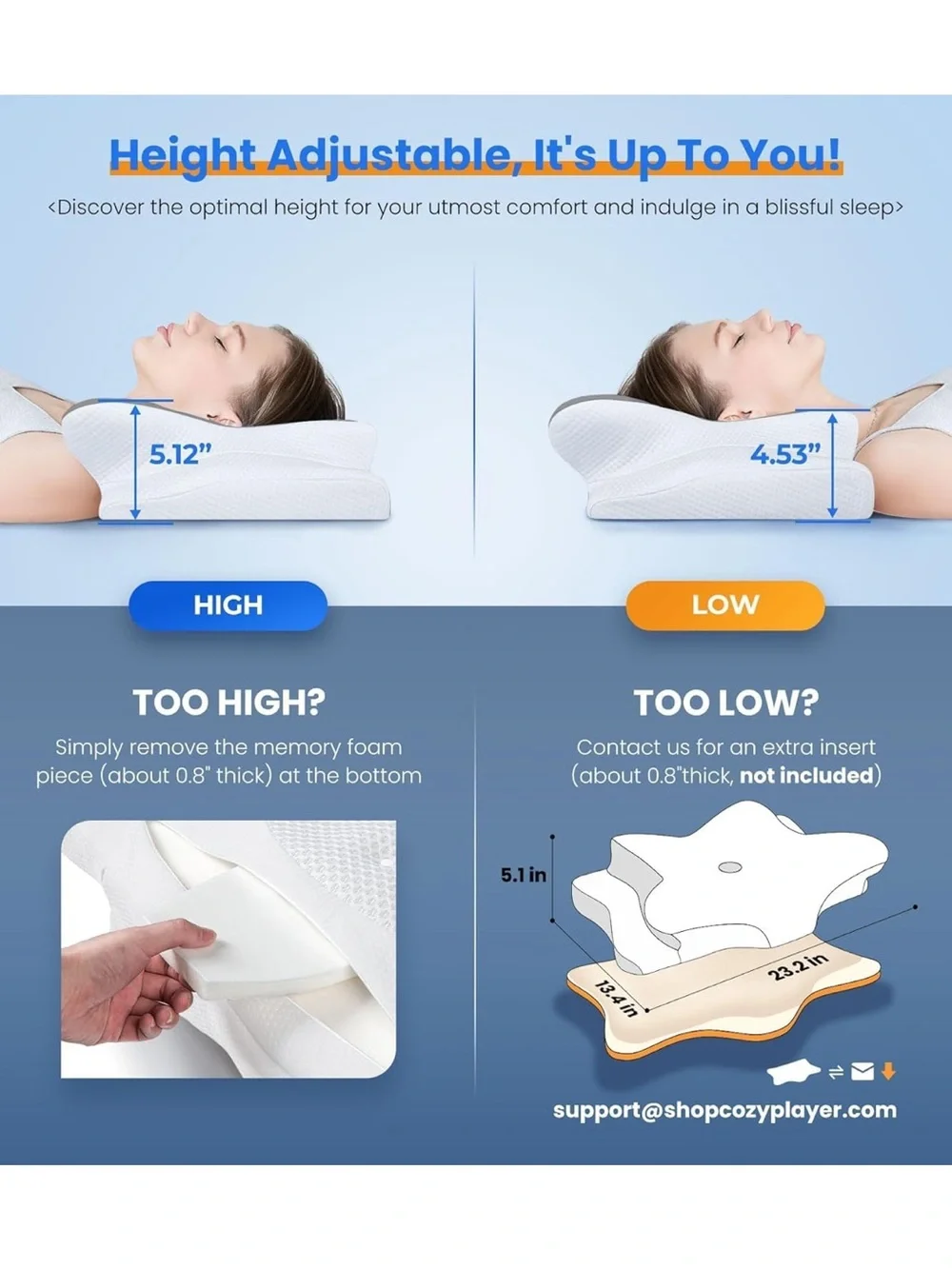 Cooling Cervical Memory Foam Pillow for Neck Support Posture Orthopedic Pillow